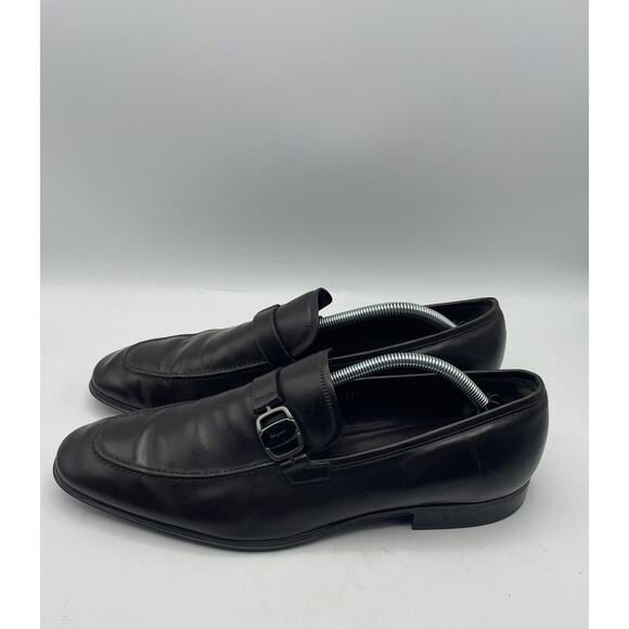 Salvatore Ferragamo Shoes Dark Brown Italy Buckle Wide Toe Loafer Dress 10.5 2E main image 4